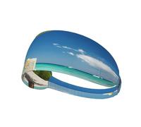 Beach Palm Tree Chairs Boats Print Sports Headbands For Men Women, Moisture Wicking Sweat Band Elastic Wide Hair Bands,For Running, Cycling, Basketball, Gym Exercise, Football