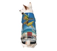 Beach Palm Tree Chairs Boats Printed Dog Hoodie Soft Dog Sweatshirt Cute Cat Dog Clothes for Small Dogs Kitten Puppy, XL