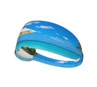 Beach Palm Tree Print Non-Slip Elastic Running Headband, Sweat Absorbing Stretchy Hair Bands For Gym Yoga, Soft Skin-Friendly Foldable Workout Headband