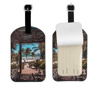 Beach Palm Trees Print Luggage Tags Stylish Leather Suitcase Tags Cute & Functional Bag Tags for Travel 7cm X 11cm Durable Identification Accessory