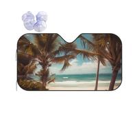 Beach Palm Trees Printed Car Windshield Sun Shade - Foldable Sun Visor for Car, Car Sun Shade Windshield Protector, Keeps Vehicle Cool & Comfort, Universal Fit Medium