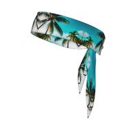 Beach Palm Trees Sport Head Ties Unisex Tie Headbands Tie Back Workout Hair Band Sweatbands for Tennis Ninja Running