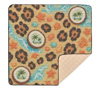 Beach Paradise Leopard Print Large Stylish Baby Play Mat for Floor Cozy Breathable Infant Play Activity Mat for Babies Infants Toddlers, 50'' x 50''