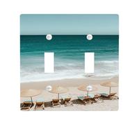 Beach Paradise Light Switch Cover Plate/Outlet Covers, Coastal Aqua Ocean Scene for Wall Decor, Thermoplastic Wall Plates, Standard Size Double Toggle