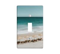 Beach Paradise Light Switch Cover Plate/Outlet Covers, Coastal Aqua Ocean Scene for Wall Decor, Thermoplastic Wall Plates, Standard Size Single Toggle