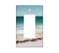 Beach Paradise Light Switch Cover Plate/Outlet Covers, Coastal Aqua Ocean Scene for Wall Decor, Thermoplastic Wall Plates, Standard Size Single Rocker