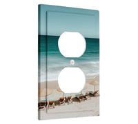 Beach Paradise Light Switch Cover Plate/Outlet Covers, Coastal Aqua Ocean Scene for Wall Decor, Thermoplastic Wall Plates, Standard Size Single Duplex Outlet