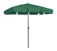 Beach Parasol Green 200x125cm Polyester Tilt UV Resistant 180-245cm Pole Outdoor