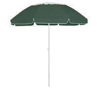 Beach Parasol Green 300cm Polyester Tiltable UV Resistant 265cm Canopy FlowerTip