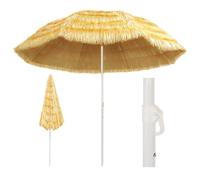 Beach Parasol Natural 160cm Dia Tiltable Hawaii Style PP Canopy Steel Frame 180H