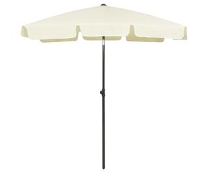 Beach Parasol Sand Yellow 180x120cm Polyester Tilt UV-Resistant 232cm Height Pro