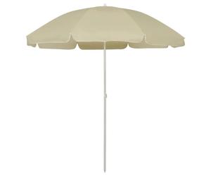 Beach Parasol Sand Yellow 240cm Polyester UV Tilt Hawaii Style Sunshade Tiltable