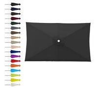 Beach Parasols Covers, Rectangle Umbrella Top Replacement Cover, Waterproof Outdoor Replacement Parasol Canopy, for 6/4/8 Arms(Black,3.0x3.0m)