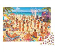 Beach Party Jigsaw Puzzles 1000 Piece Recyclable Material Summer Coast Puzzle for Adults Great Gift Idea Fun Family Gaming Time Activity 52x38cm/1000pcs