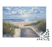 Beach Path Leading-coastal Landscape Style Jigsaws 1000 Pieces for Adults with Unique Shapes Centenary Jigsaws As A Perfect Office Break Puzzle for Workplace Leisure 52x38cm/1000pcs