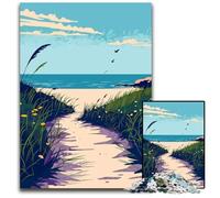 Beach Path Minimalist 1000 Pieces Puzzles for Adults Challenging Puzzles Family Game Night Fun DIY Decorative Artwork 1000 PCS(38x26cm)