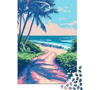Beach Path Minimalist Jigsaw Puzzle 1000 Pieces, Global Monument Landscape, 1000 Pieces for Adults, Birthday Gift for Travel Lovers, Mindful Activity, 70x50cm/1000pcs