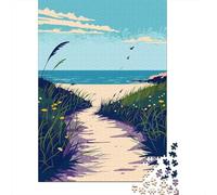 Beach Path Minimalist Jigsaw Puzzle 1000 Pieces, Vintage Architecture Destination, 1000 Pieces for Adults, Travel Gift for Puzzle Lovers, Paper Board, 52x38cm/1000pcs