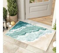 Beach Pattern Small Rug 2x3ft Runner Rug Non Slip Washable Kitchen Runner Rug with Rubber Backing，Low-Pile Soft Indoor Door mats Washable Runner Rugs for Hallway Entryway Kitchen Bedroom