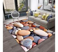 Beach Pebble Footprints 3D Printing Living Room Carpet 100 X 200 Cm - Indoor Door Mat - Soft To Touch - Washable - Anti-Stain, Non-Shedding: Nmentally Friendly, Non-Slip - Polyester - Ea -514345351648
