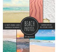 Beach Photos Scrapbook Paper Pad 8x8 Scrapbooking Kit for Papercrafts, Cardmaking, DIY Crafts, Summer Aesthetic Design, Multicolor
