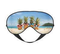 Beach Pineapples Double Sided Sleep Mask, Adjustable Blackout, Silk-Like Eye Mask for Sleeping,Travel, Soft, Breathable, Lightweight Comfortable Blindfold