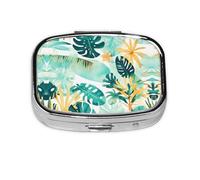 Beach Plantscape Print Square Pill Box,Portable for Pocket Or Purse Pill Organizer Pill Container Holder