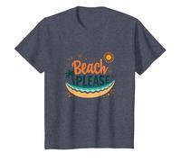 Beach Please: Tropical Summer Vibes Graphic, hawaiians T-Shirt, Kids, Heather Blue, 4 Years
