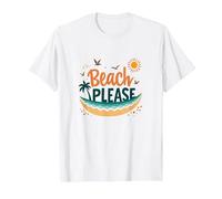 Beach Please: Tropical Summer Vibes Graphic, hawaiians T-Shirt, Men, White, 6XL
