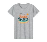 Beach Please: Tropical Summer Vibes Graphic, hawaiians T-Shirt, Women, Heather Grey, XL