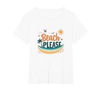 Beach Please: Tropical Summer Vibes Graphic, hawaiians T-Shirt, Women's Plus, White, 1X