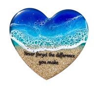 Beach Pocket Heart Ornament, Healing Crystal Decor, Acrylic Sentimental Keep Sake for Teachers Students, Memorial Meditation Favor for Crafting Gift Idea Valentines Collection