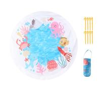 Beach Pool | Foldable Kids Beach Pool with Storage Bag,2-in-1 Cartoon Water Toy with Ground Spikes Portable Travel Mat for Camping Travel Garden Vacation Picnic Family Backyard Sand Lake