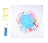 Beach Pool | Foldable Kids Beach Pool with Storage Bag - Portable Travel Mat 2-in-1 Cartoon Water Toy with Ground Spikes for Outdoor Fun Family Backyard Garden Park Lake Sand Picnic