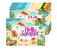 Beach Pool Paper Placemats Happy Last Day Hello Summer Paper Placemats School's Out Disposable Placemat for Summer Vacation Hawaiian Luau Party Decoration