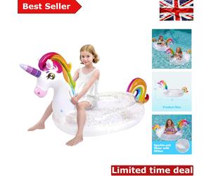 Beach & Pool Ready Unicorn Float - Fun Glitter Raft for Kids Summer Adventures
