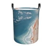 Beach Printed Circular Handle Single Layer Waterproof Portable Laundry Basket