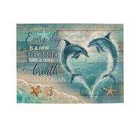 Beach Puzzles for Adults 500 Pieces Christian Dolphin Jigsaw Puzzle Religious Puzzles Scripture Bible Inspirational Wooden Puzzle Birthday Gifts Difficult Challenging Puzzle for Party Games Family Fun