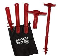 Beach Rat Force Anchor & Storage Bag - 4ft Jet Ski Anchor/Boat Anchor/Kayak Anchor for Shallow Water and Sandbar - High Strength Plastic Pole Boat Accessory - Sand Bar Anchor Kit Case (Fire Red)