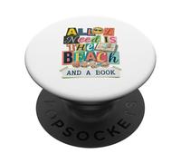 Beach Reading Book Lover Vacation Collage for Readers PopSockets Adhesive PopGrip