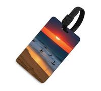 Beach Red Sunset Luggage Tag for Suitcases TSA Approved with Name Id Card Suitcase Tags Identifiers Black Strap Clear Window Personalized Baggage Tag for Cruise Airport Travel Essentials