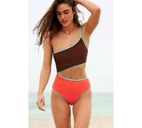Beach Riot Liora One-Piece Swimsuit at Free People in Pecan Brown/Nasturtium, Size: Small - female