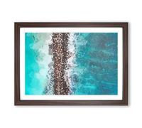 Beach Road Across The Ocean in Abstract Framed Print | A2 Walnut Framed Wall Art | Ready to Hang | Abstract Beach Picture | Living Room Bedroom Lounge Office