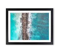 Beach Road Across The Ocean In Abstract Modern Art Framed Print | A2 Black Framed Wall Art | Ready to Hang | Abstract Beach Picture | Living Room Bedroom Lounge Office