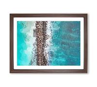 Beach Road Across The Ocean In Abstract Modern Art Framed Print | A2 Walnut Framed Wall Art | Ready to Hang | Abstract Beach Picture | Living Room Bedroom Lounge Office