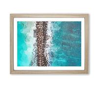 Beach Road Across The Ocean In Abstract Modern Art Framed Print | A4 Oak Framed Wall Art | Ready to Hang | Abstract Beach Picture | Living Room Bedroom Lounge Office
