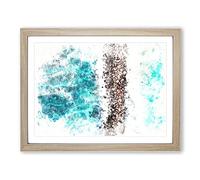 Beach Road Across The Ocean Watercolour Modern Framed Print | A4 Oak Framed Wall Art | Ready to Hang | Modern Beach Picture | Living Room Bedroom Lounge Office