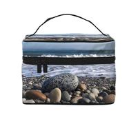 Beach Rock -Print Waterproof Cosmetic Bag for Travel & Gym - Large Makeup Organizer Compartments, Premium Twill Fabric, Leak-Proof Design