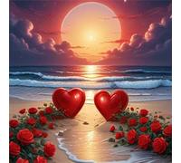 Beach Rose Heart 90 Piece Jigsaw Puzzles for Adults 30x30cm, adult jigsaw puzzles 90 Pieces, Challenging&Brainteasing Puzzle Family Games, Beautiful Decoration puzzle