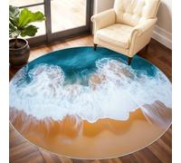 Beach Round Area Rug 240cm, Tropical Beach Rug, Hawaiian Scenery Circle Rugs, Low-Pile Round Rugs for Kitchen Dining Living Room Bathroom Beneath the Furniture